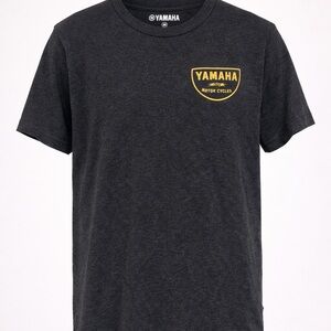 Yamaha Men's Motorcycle Charcoal Tee with Gold Logo